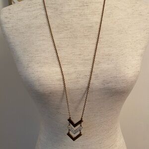 J. Crew brass rhinestone arrow pendant necklace